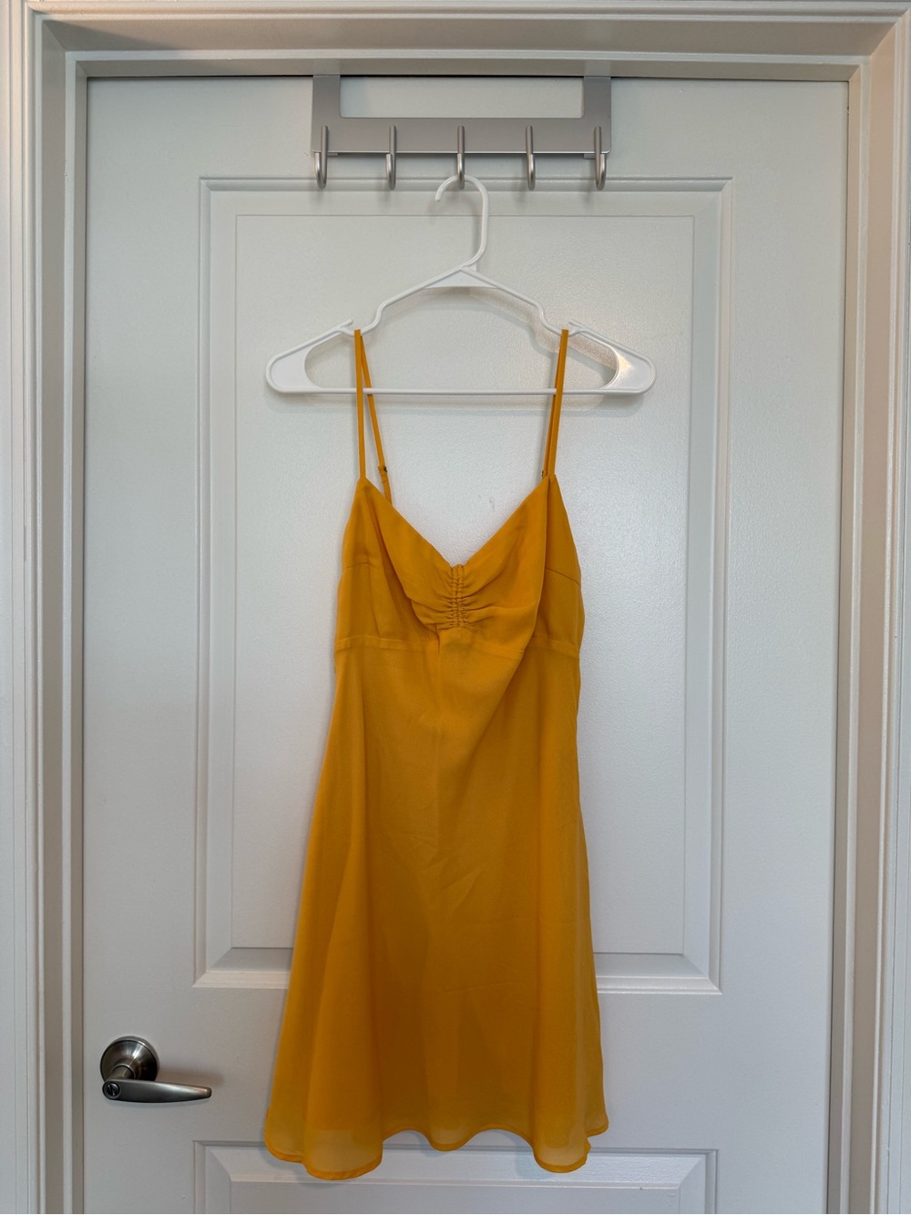 Abercrombie & Fitch Petite Mustard Yellow Spaghetti-Strap Mini Dress